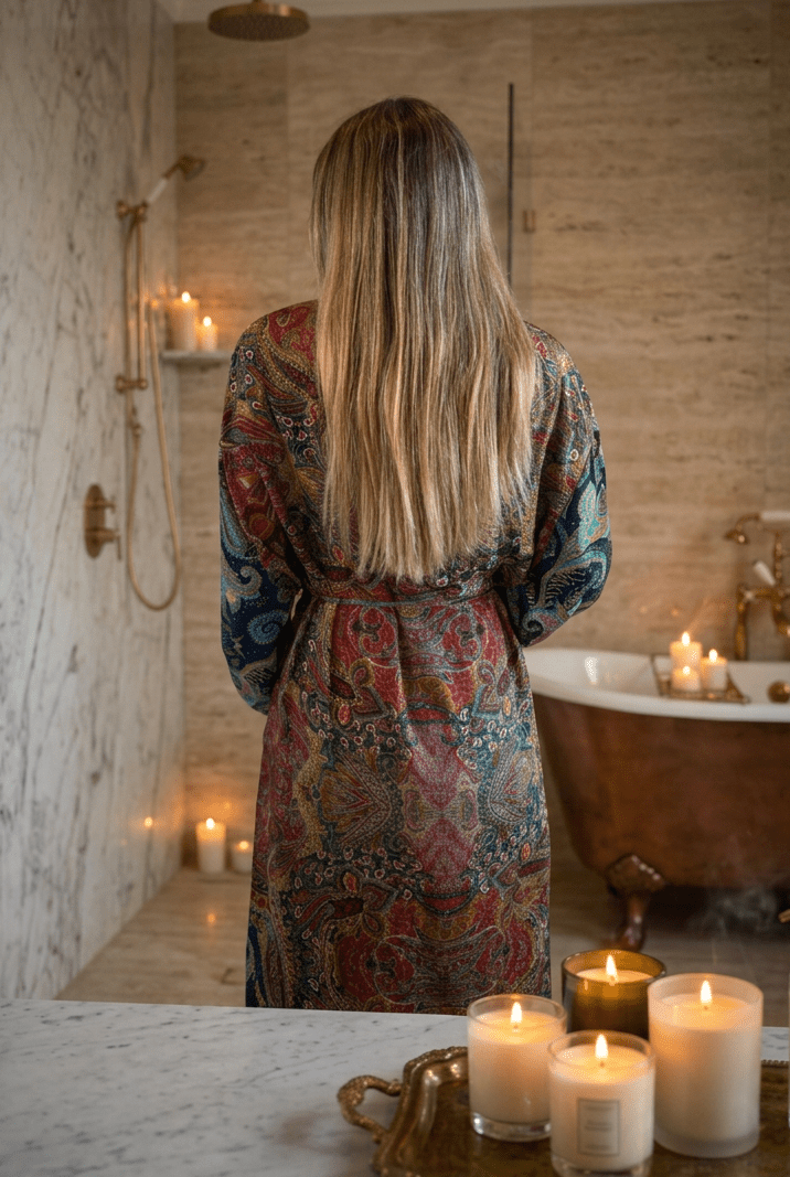 Wrap Robe - Red and Green - Gawjus