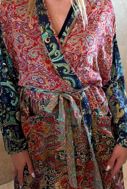 Wrap Robe - Red and Green - Gawjus